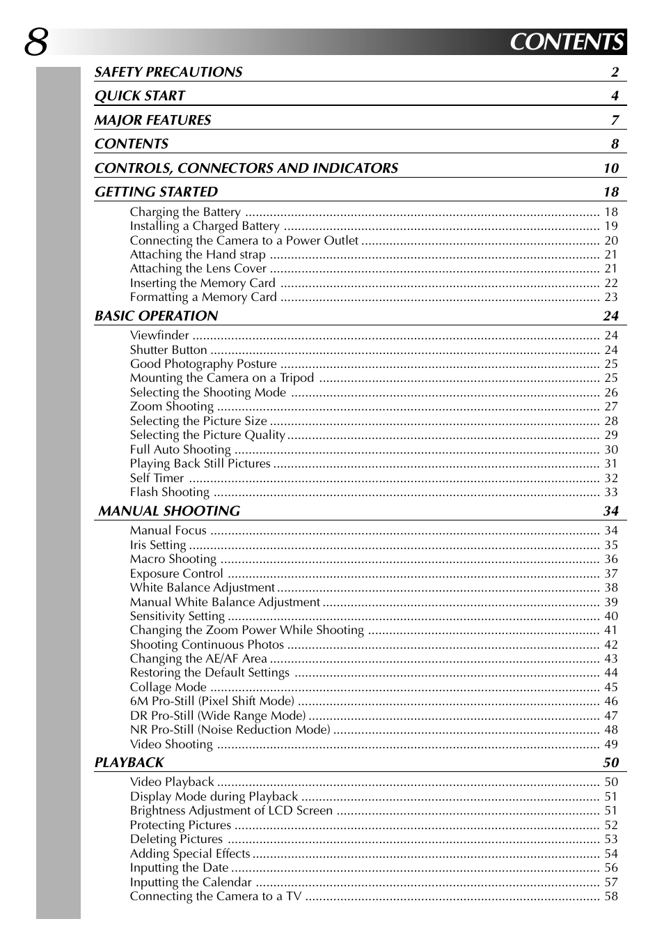 JVC GC X 1 User Manual | Page 8 / 92