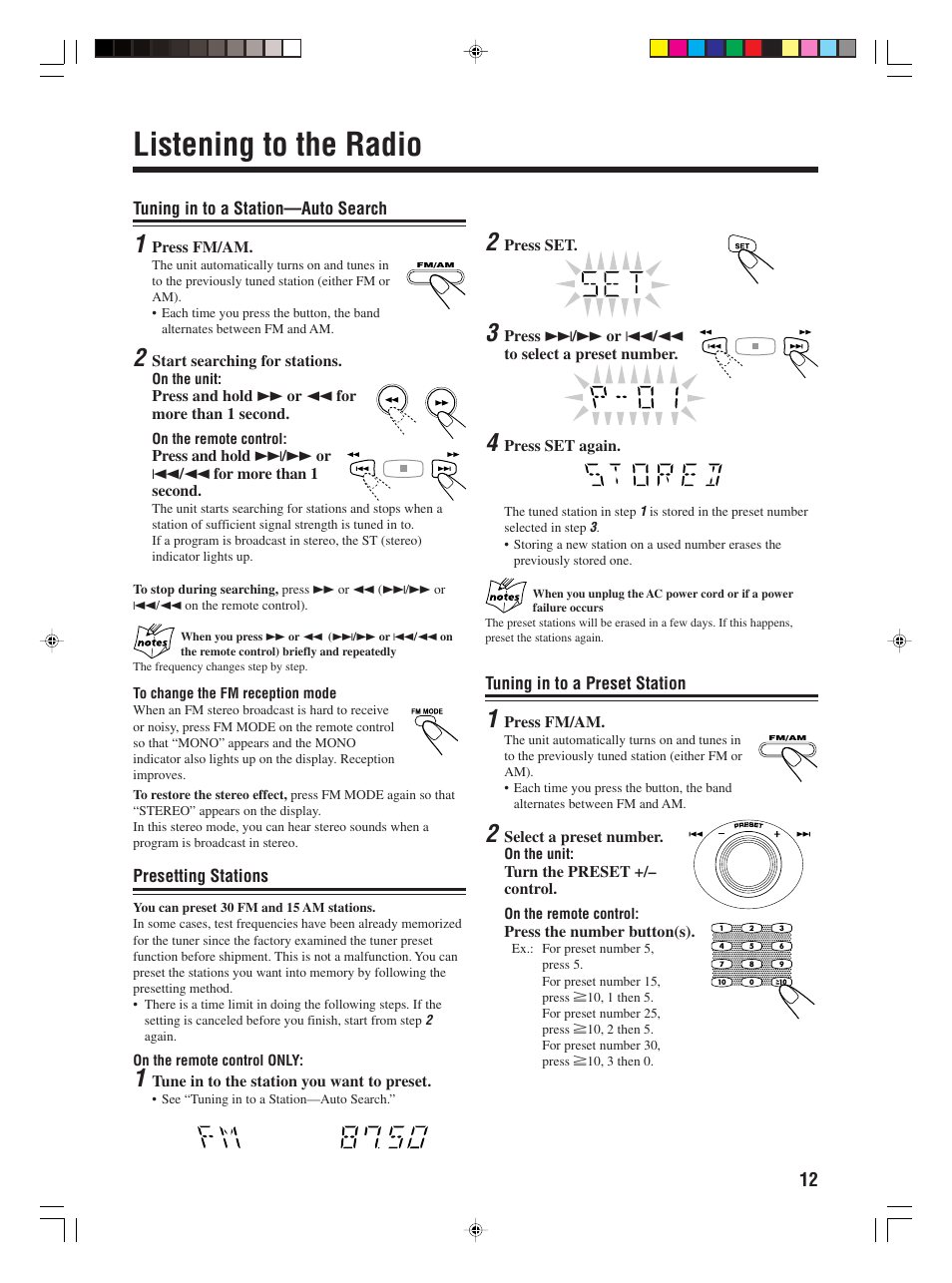 Listening to the radio | JVC 0406KMMBICSAM User Manual | Page 15 / 30