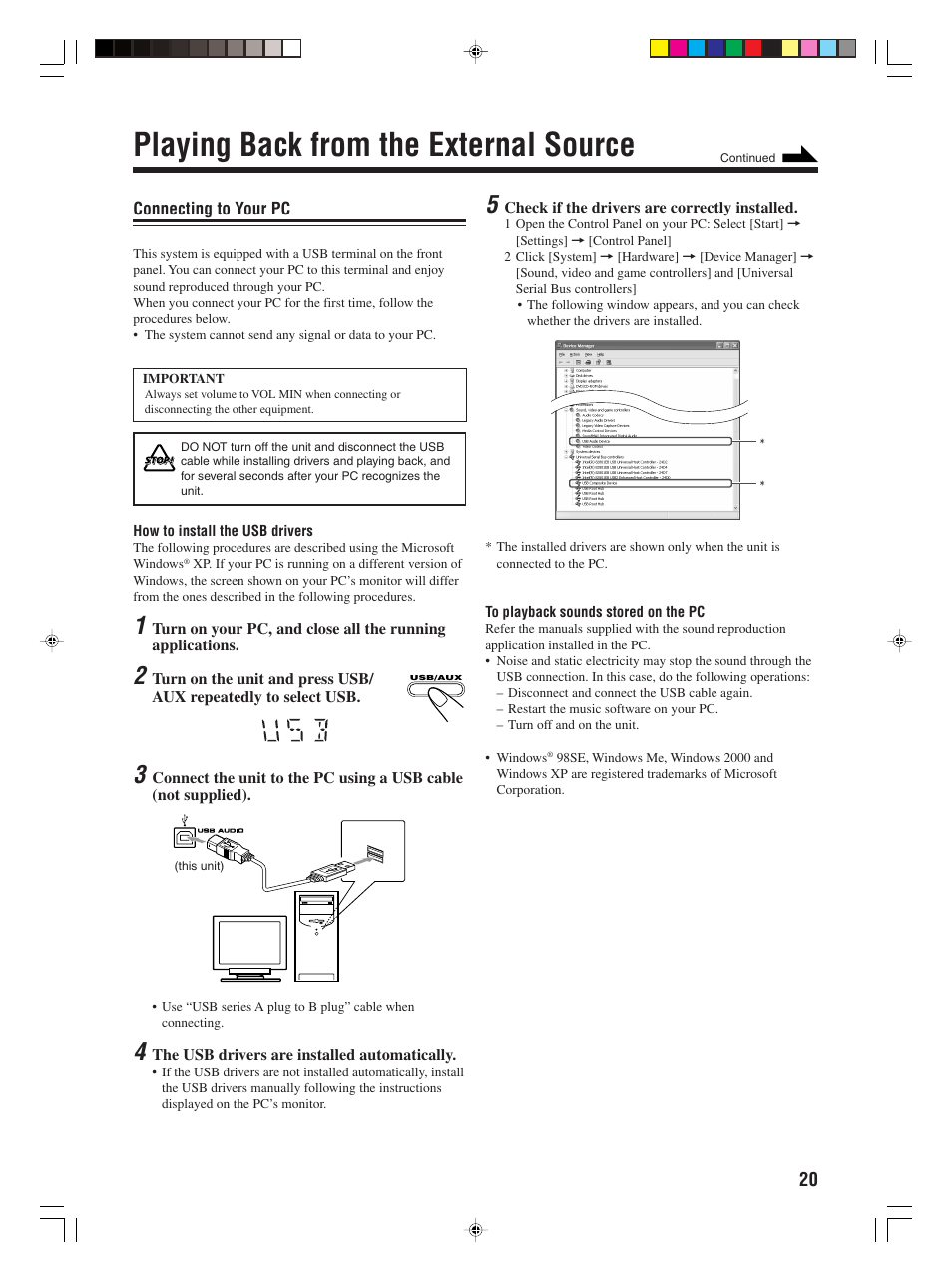 Playing back from the external source | JVC 0406KMMBICSAM User Manual | Page 23 / 30