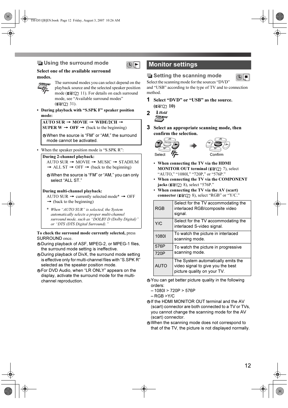 Monitor settings | JVC XV-THD51 User Manual | Page 15 / 40