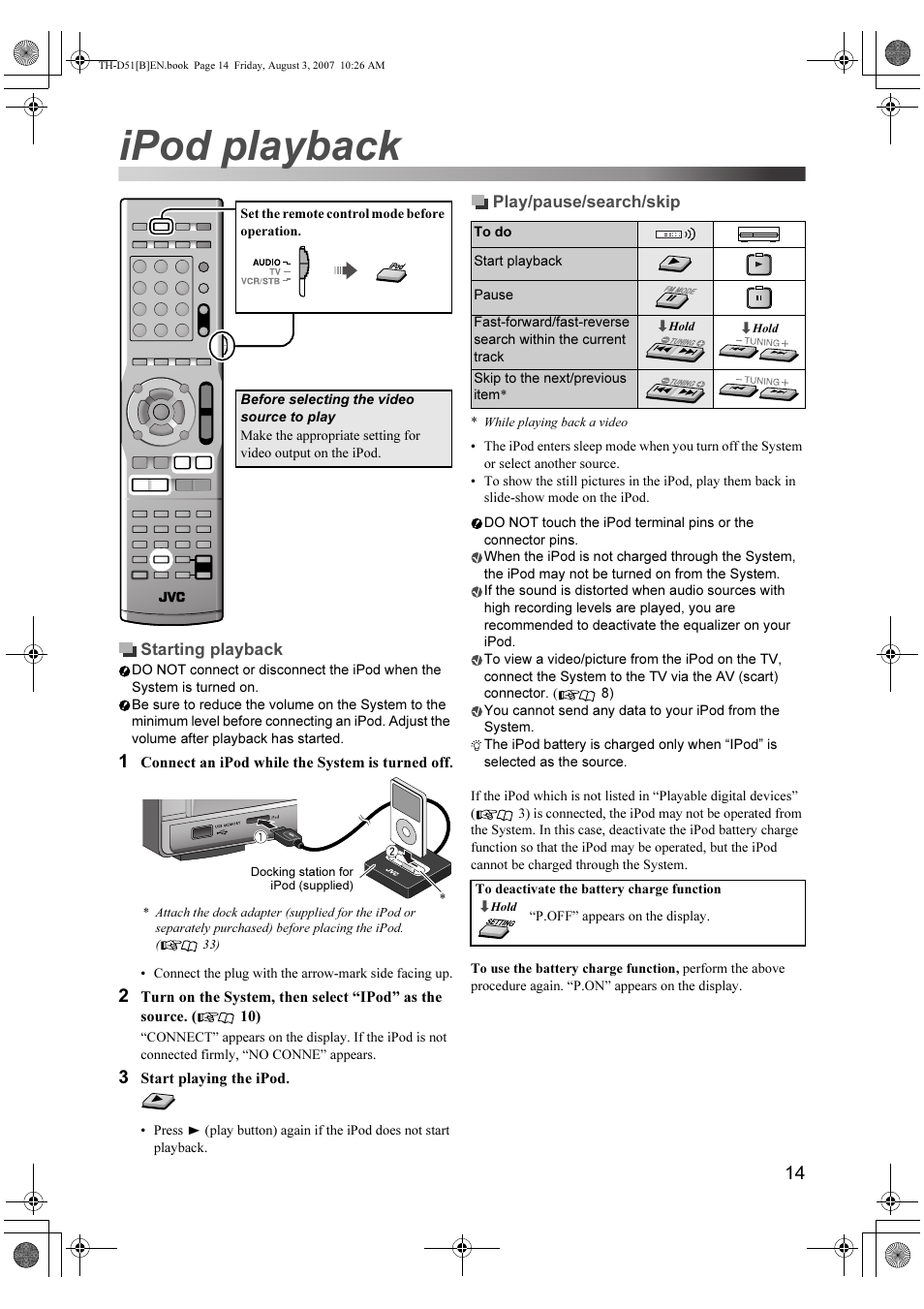 Ipod playback | JVC XV-THD51 User Manual | Page 17 / 40