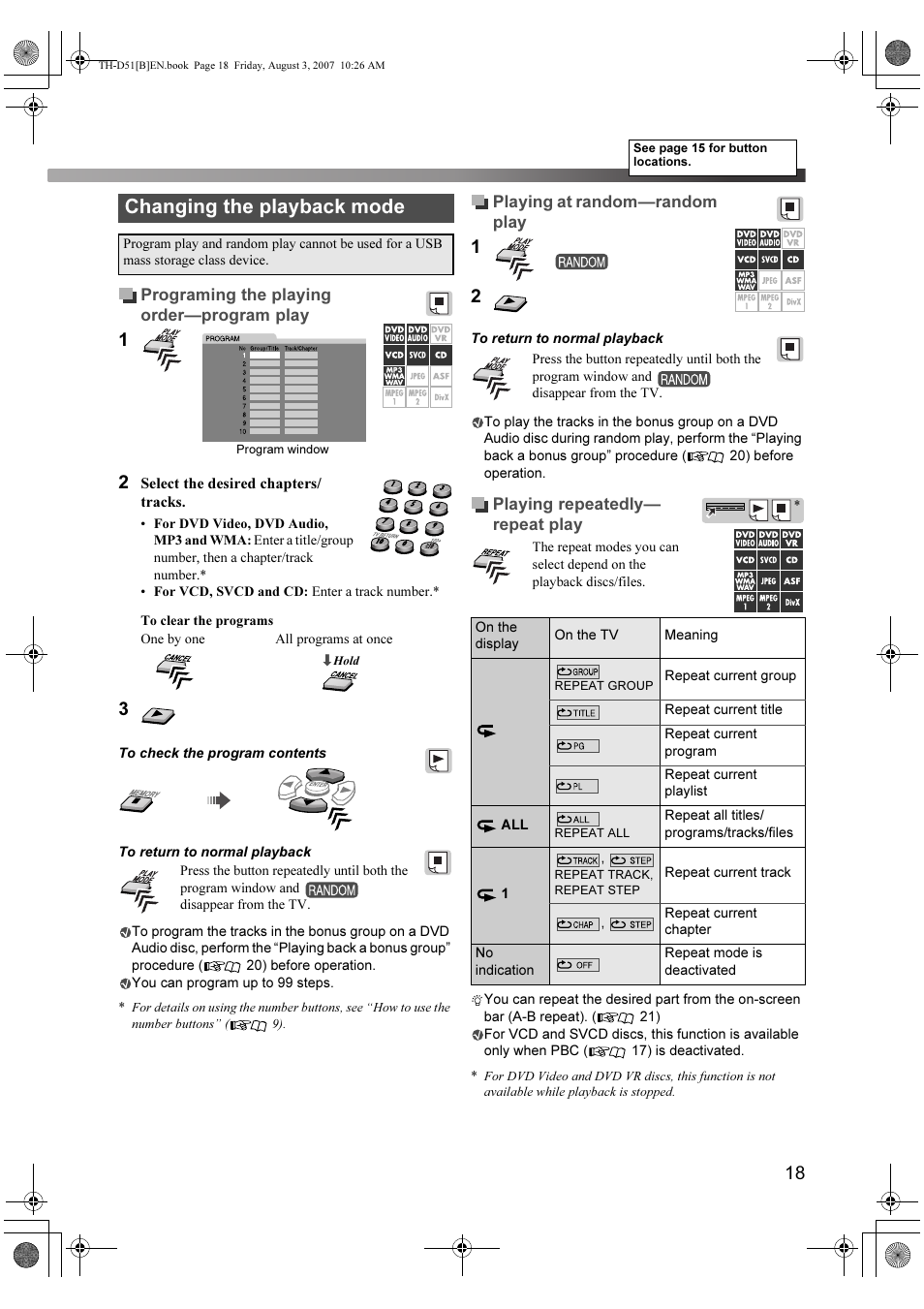 Changing the playback mode | JVC XV-THD51 User Manual | Page 21 / 40