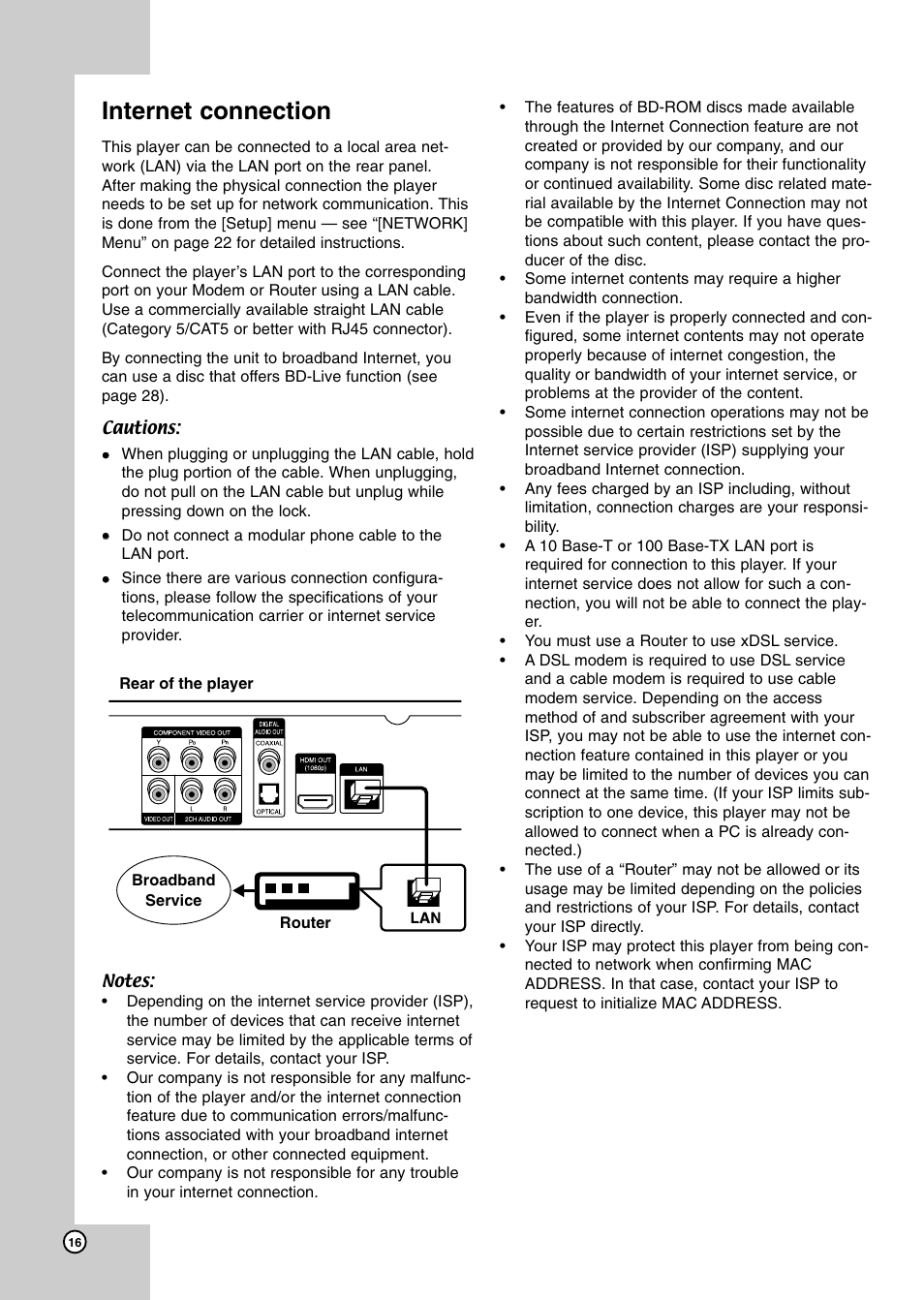 Internet connection | JVC XV-BP1 User Manual | Page 16 / 40