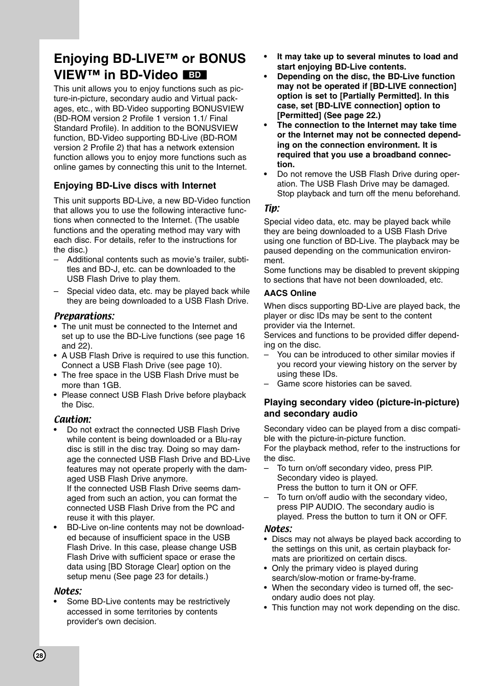 Enjoying bd-live™ or bonus view™ in bd-video | JVC XV-BP1 User Manual | Page 28 / 40