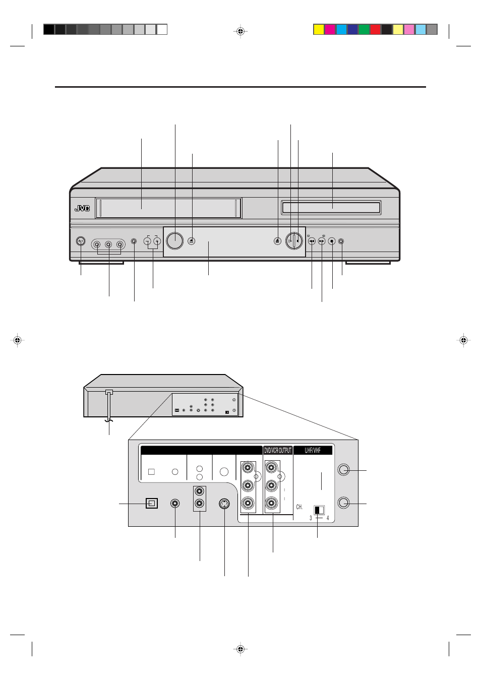 Parts and functions, Front, Rear | JVC Model HR-XVC1UJ User Manual | Page 8 / 60