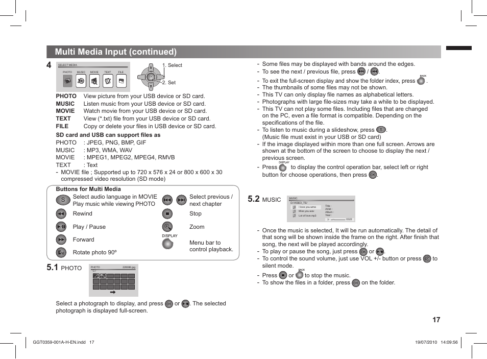 Multi media input (continued) 4 5.1 | JVC GGT0359-001A-H User Manual | Page 17 / 24
