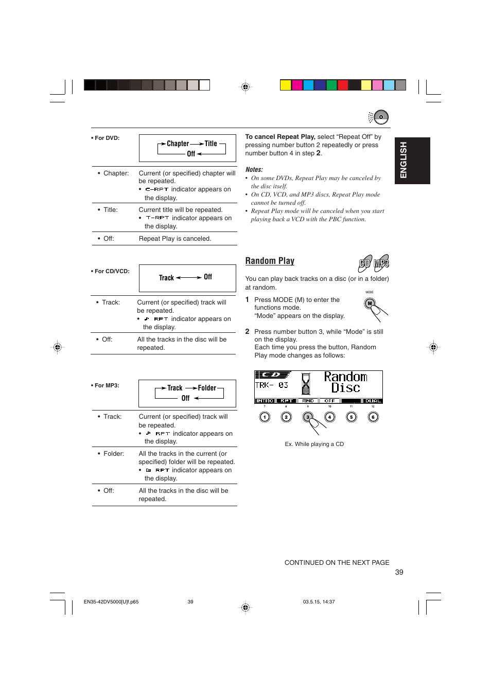 Random play, English | JVC LVT1055-001A User Manual | Page 39 / 80