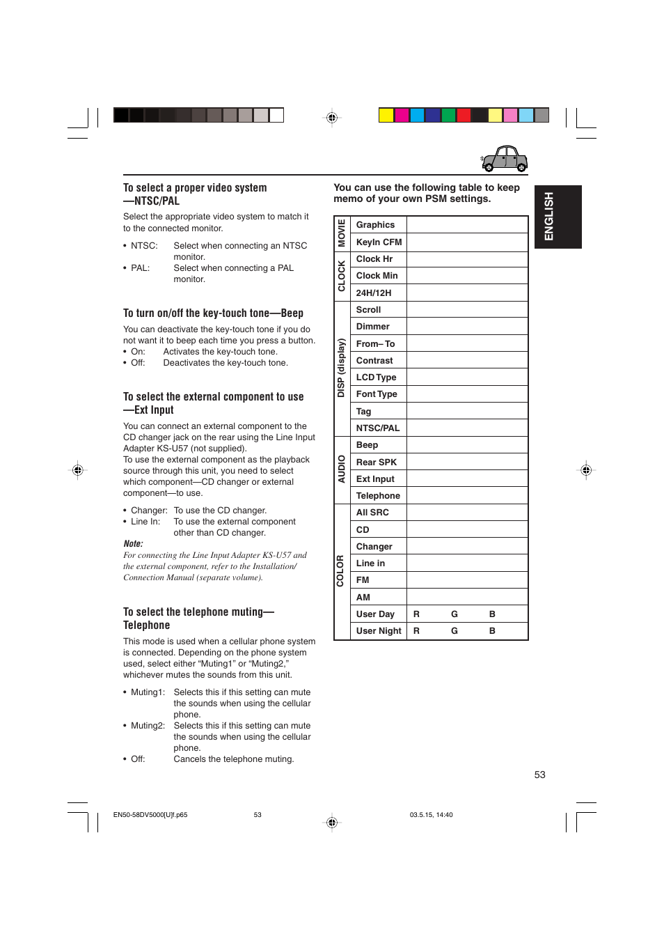 English to select a proper video system —ntsc/pal | JVC LVT1055-001A User Manual | Page 53 / 80