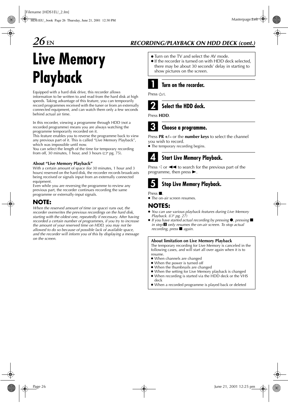 JVC HM-HDS1EU User Manual | Page 26 / 100