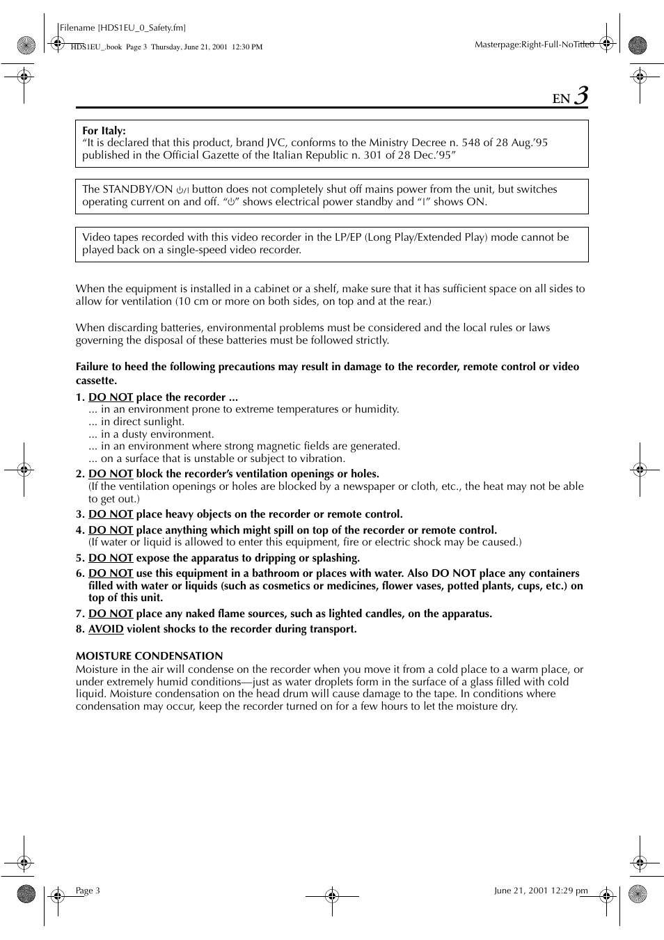 JVC HM-HDS1EU User Manual | Page 3 / 100