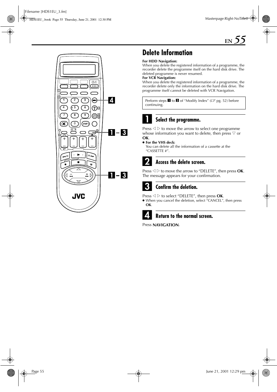 Delete information | JVC HM-HDS1EU User Manual | Page 55 / 100