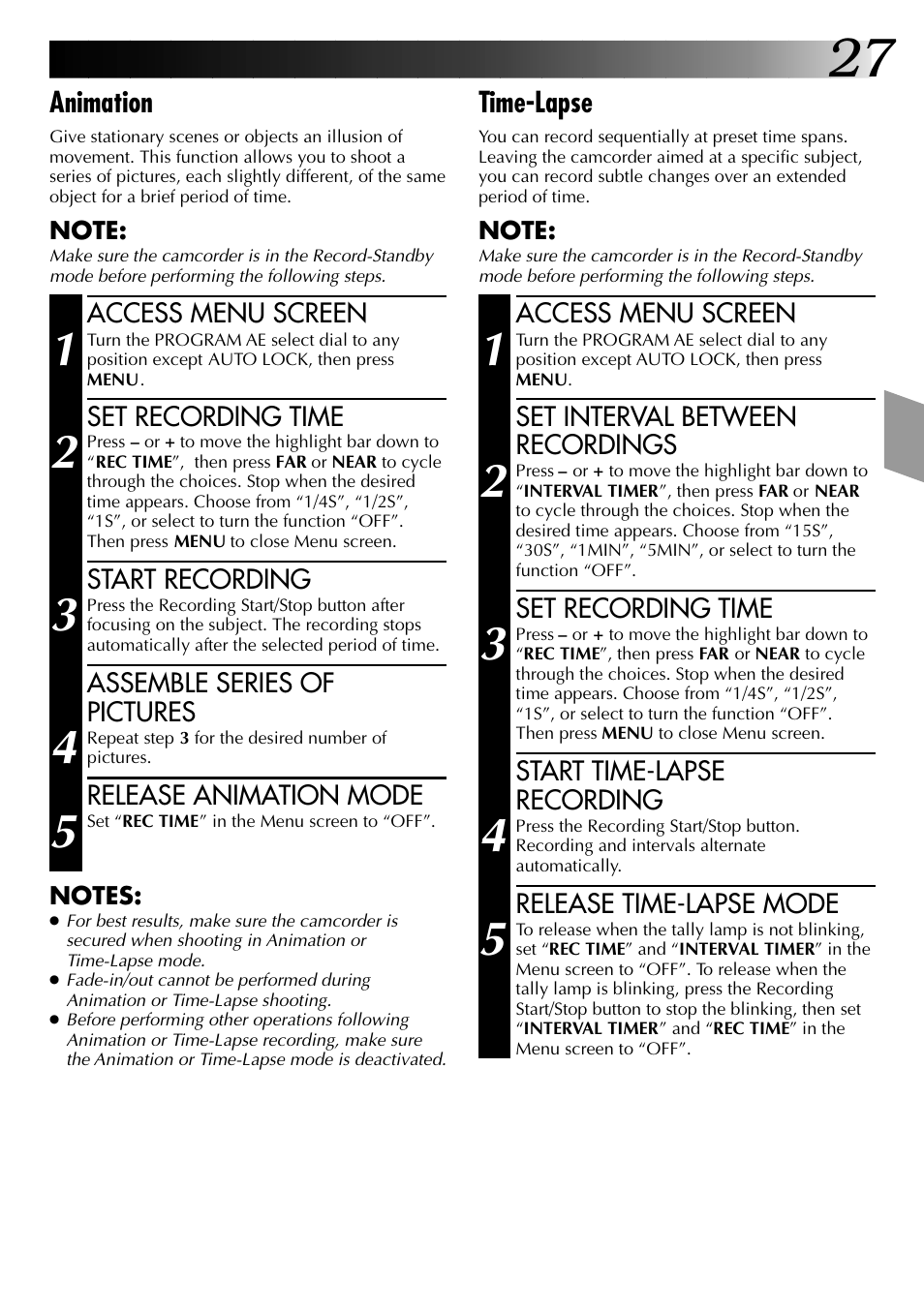 JVC COMPACT VHS CAMCORDER GR-AXM30 User Manual | Page 27 / 48