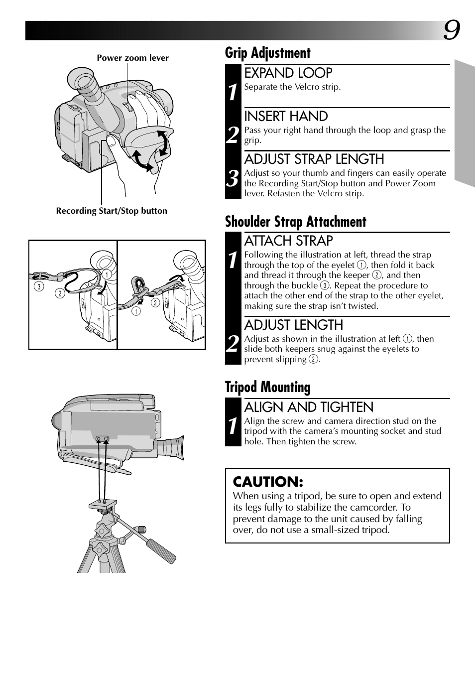 JVC COMPACT VHS CAMCORDER GR-AXM30 User Manual | Page 9 / 48