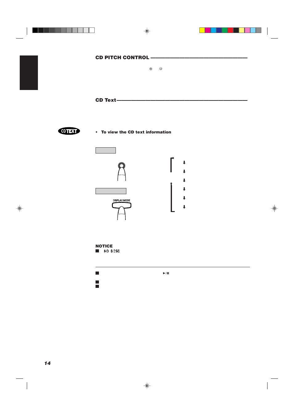 14 english cd pitch control, Cd text | JVC XU-301BK User Manual | Page 16 / 59