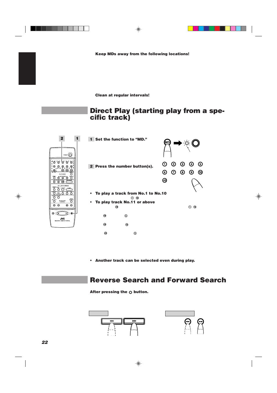 Reverse search and forward search, 22 english | JVC XU-301BK User Manual | Page 24 / 59