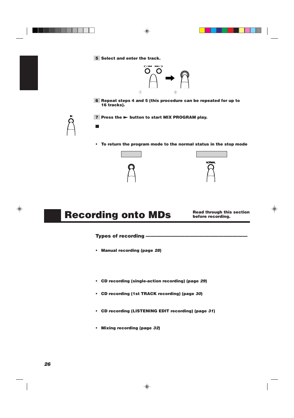 Recording onto mds | JVC XU-301BK User Manual | Page 28 / 59