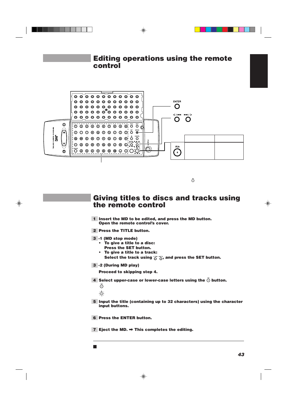 Editing operations using the remote control | JVC XU-301BK User Manual | Page 45 / 59