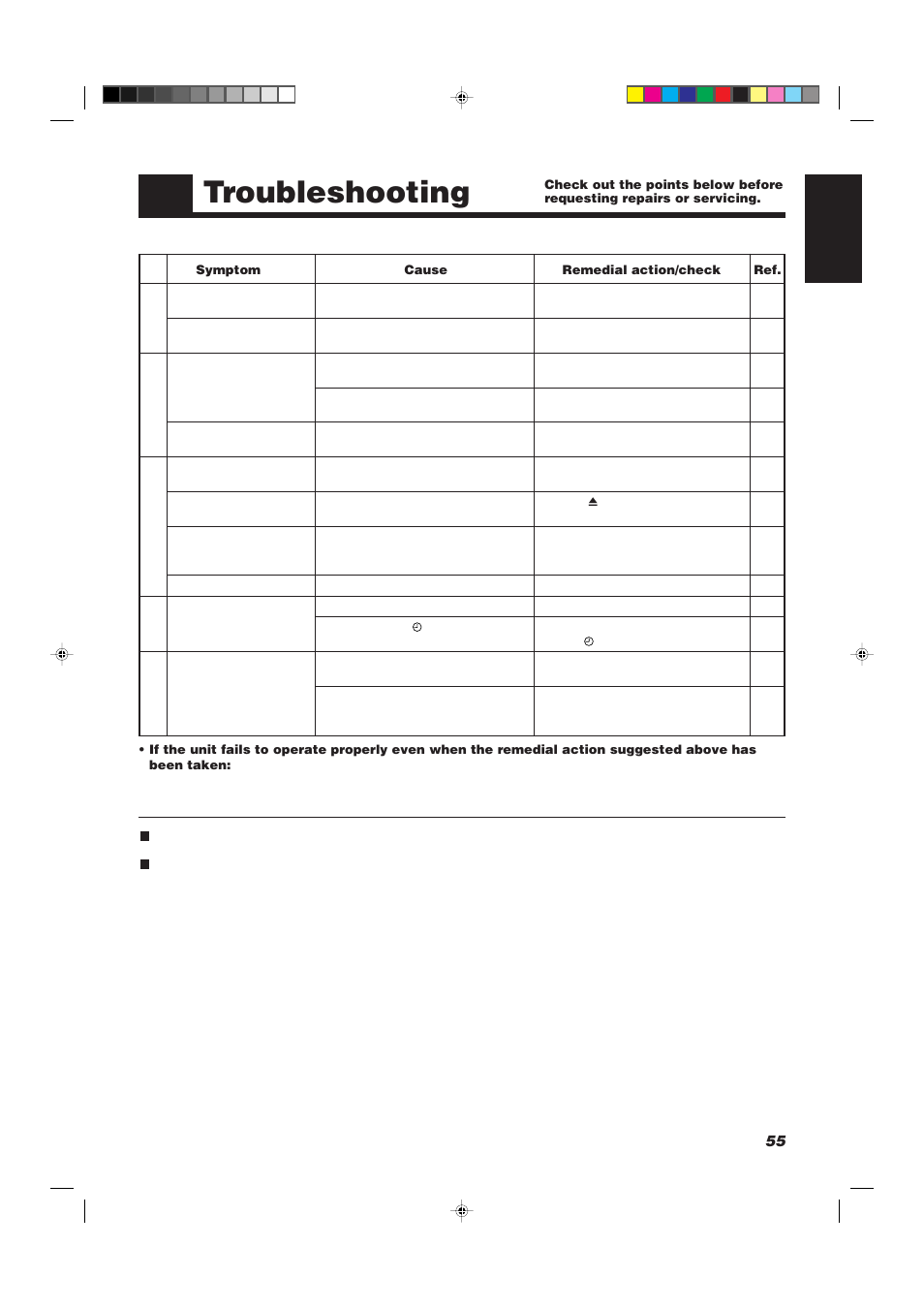Troubleshooting, 55 english | JVC XU-301BK User Manual | Page 57 / 59