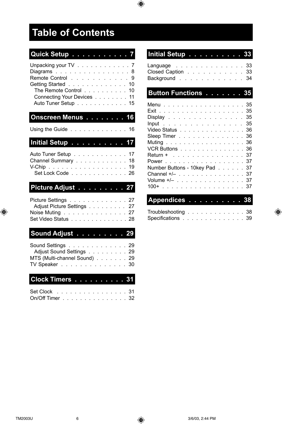 JVC TM-2003U User Manual | Page 6 / 40