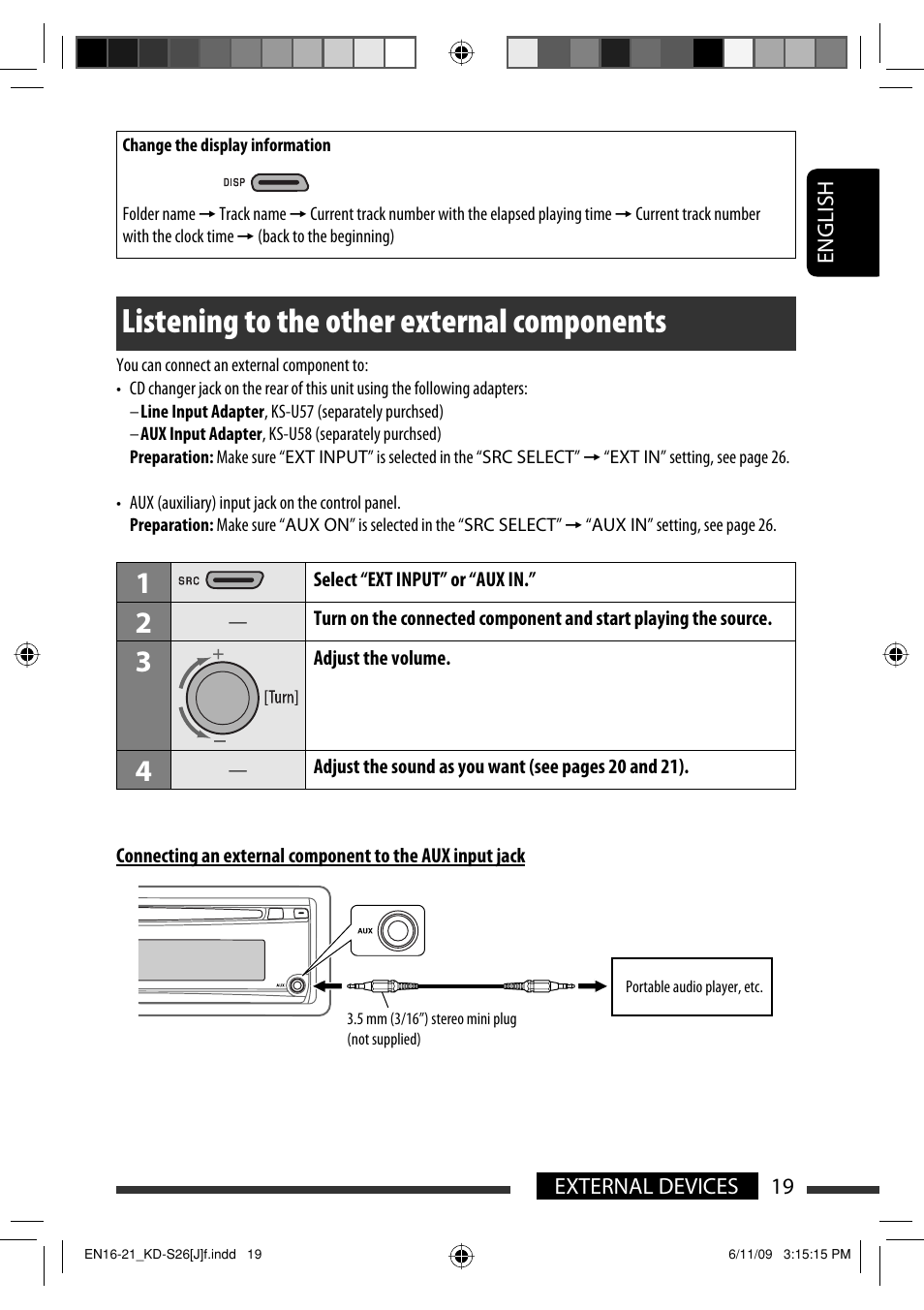 Listening to the other external components | JVC GET0642-001A User Manual | Page 19 / 73