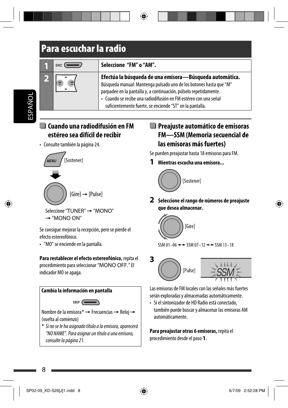 Para escuchar la radio | JVC GET0642-001A User Manual | Page 44 / 73