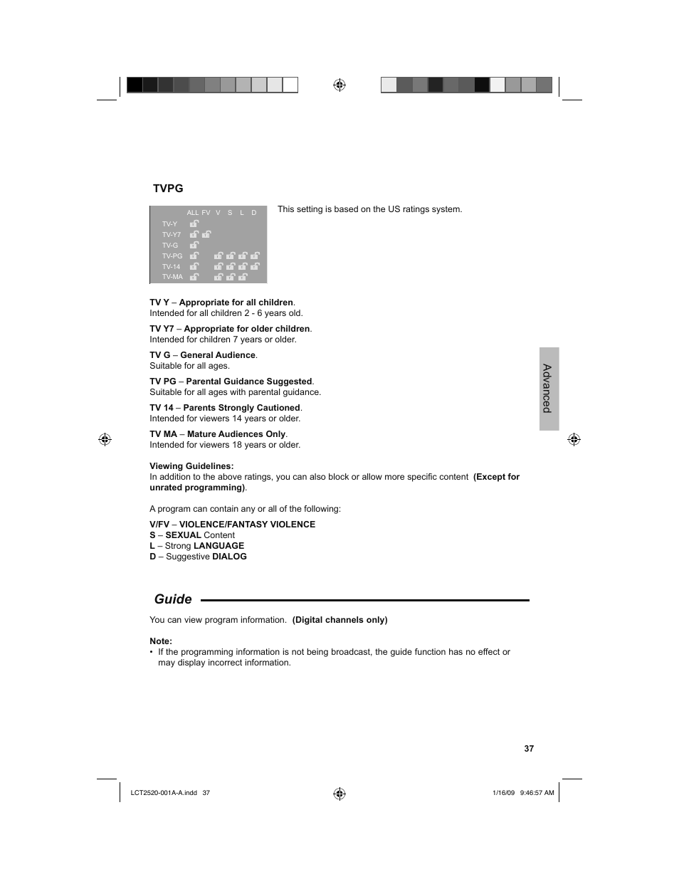 Guide, Advanced tvpg | JVC 0109TSH-II-IM User Manual | Page 37 / 56