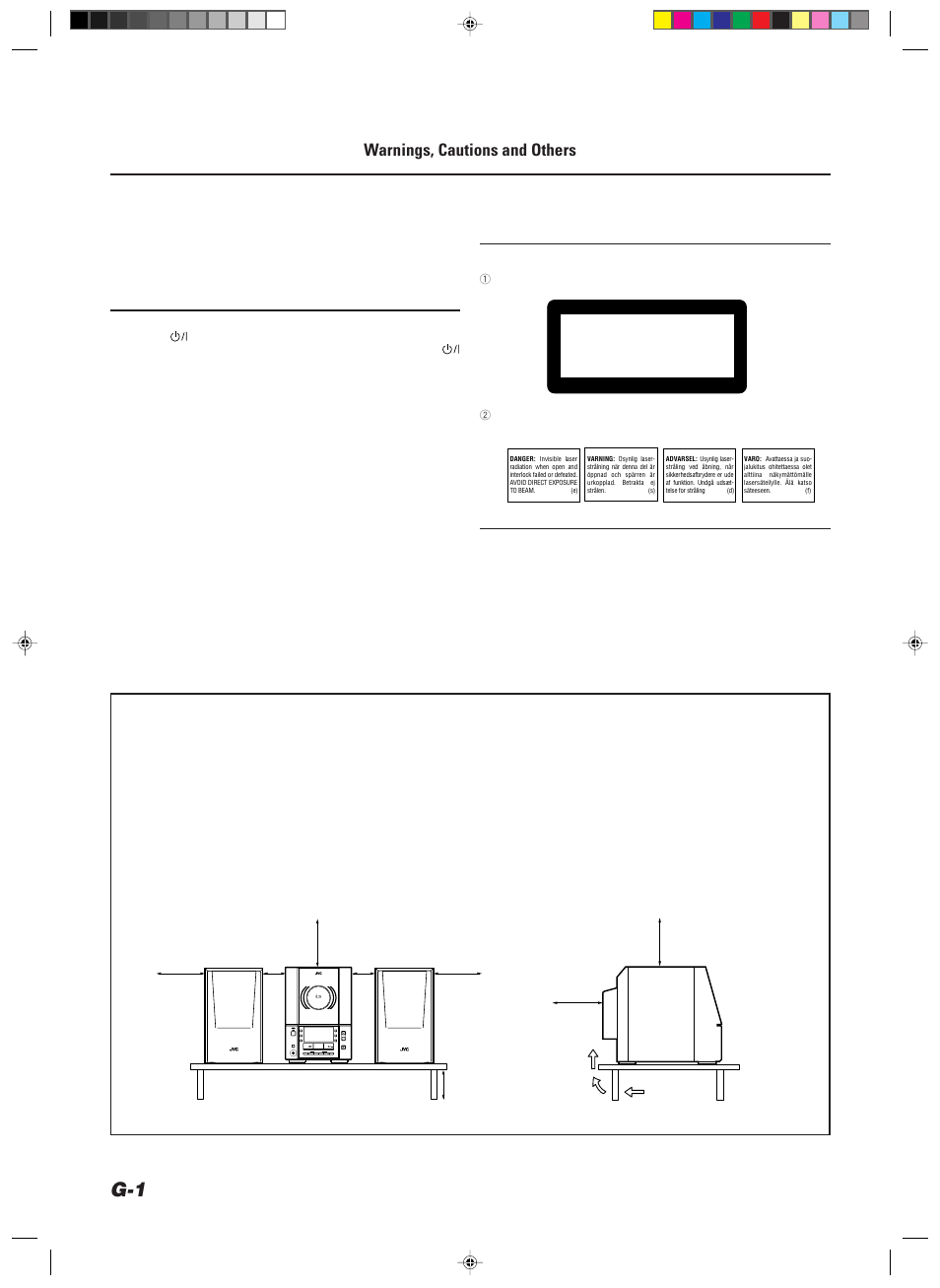 Warnings, cautions and others, Class 1 laser product, Important for laser products | JVC UX-V100 User Manual | Page 2 / 24