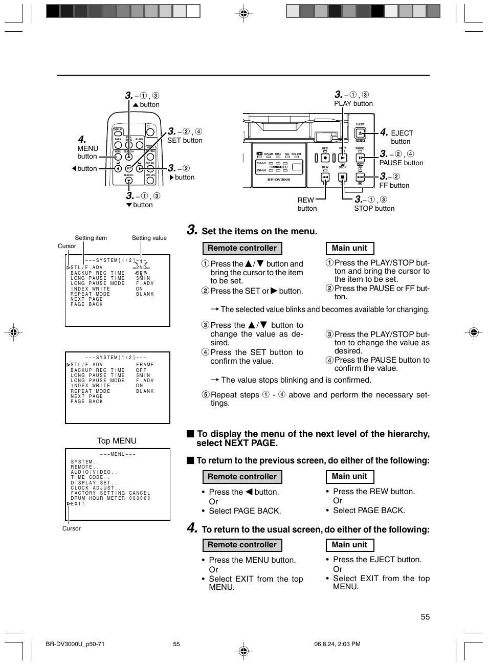 JVC BR-DV3000U User Manual | Page 55 / 72
