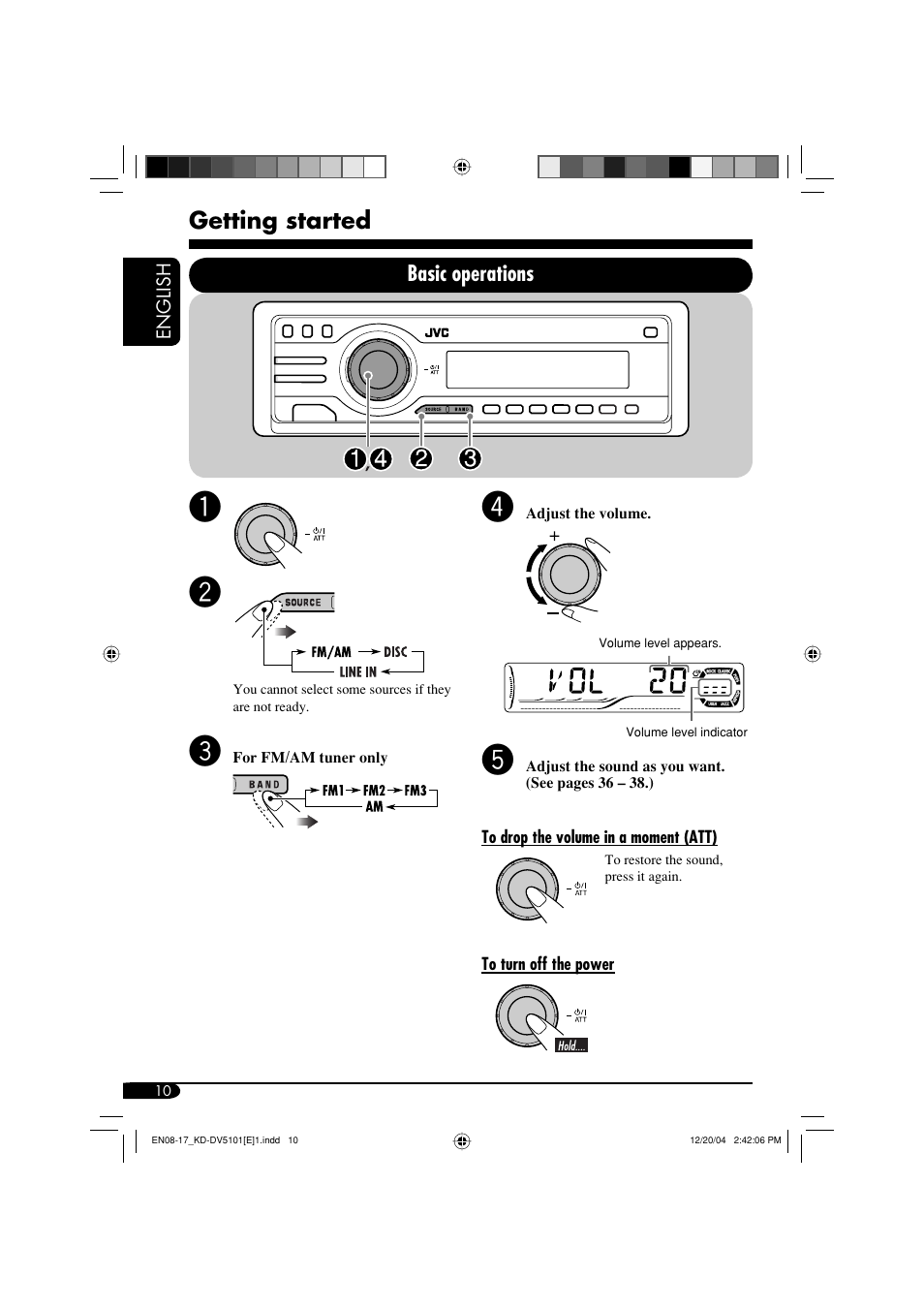 Getting started, Basic operations | JVC KD-DV5101 User Manual | Page 10 / 211