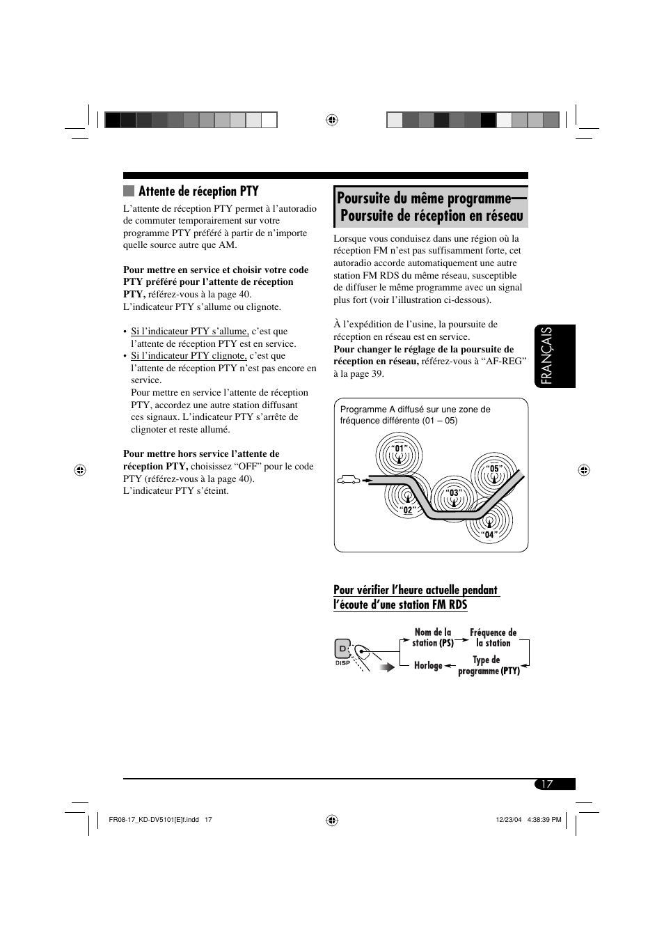 Français, Attente de réception pty | JVC KD-DV5101 User Manual | Page 121 / 211