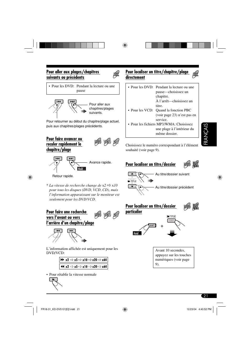 Français | JVC KD-DV5101 User Manual | Page 125 / 211