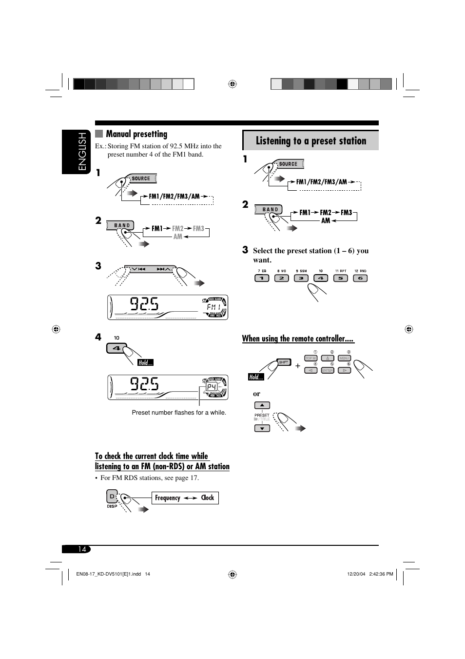 Listening to a preset station | JVC KD-DV5101 User Manual | Page 14 / 211