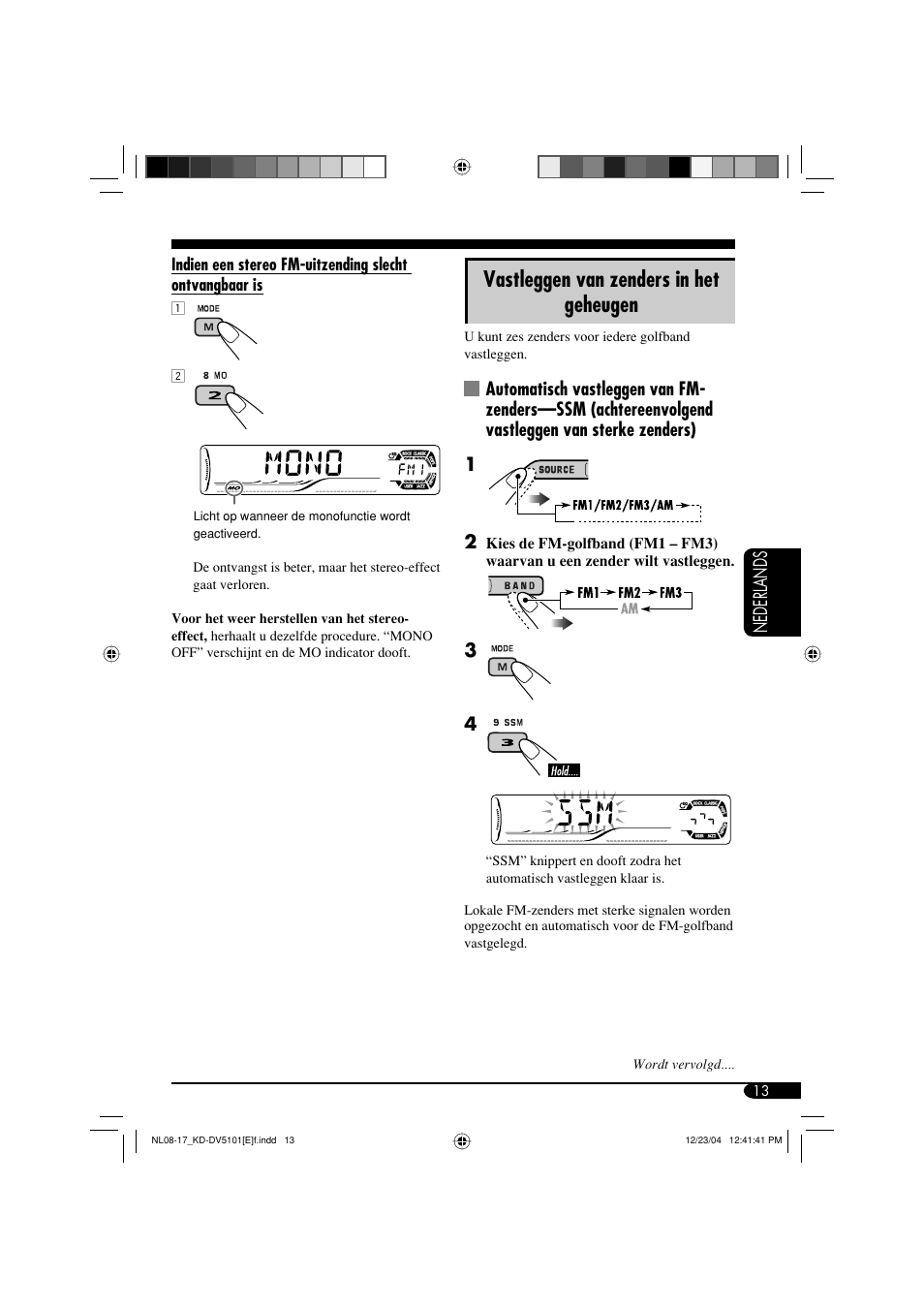 Vastleggen van zenders in het geheugen, Nederlands | JVC KD-DV5101 User Manual | Page 169 / 211