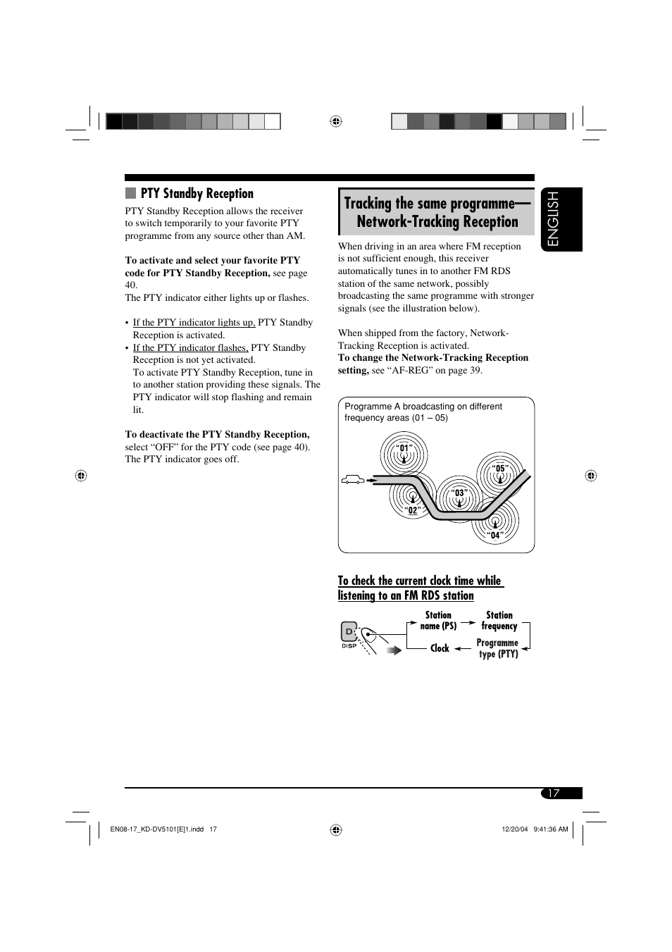 English, Pty standby reception | JVC KD-DV5101 User Manual | Page 17 / 211