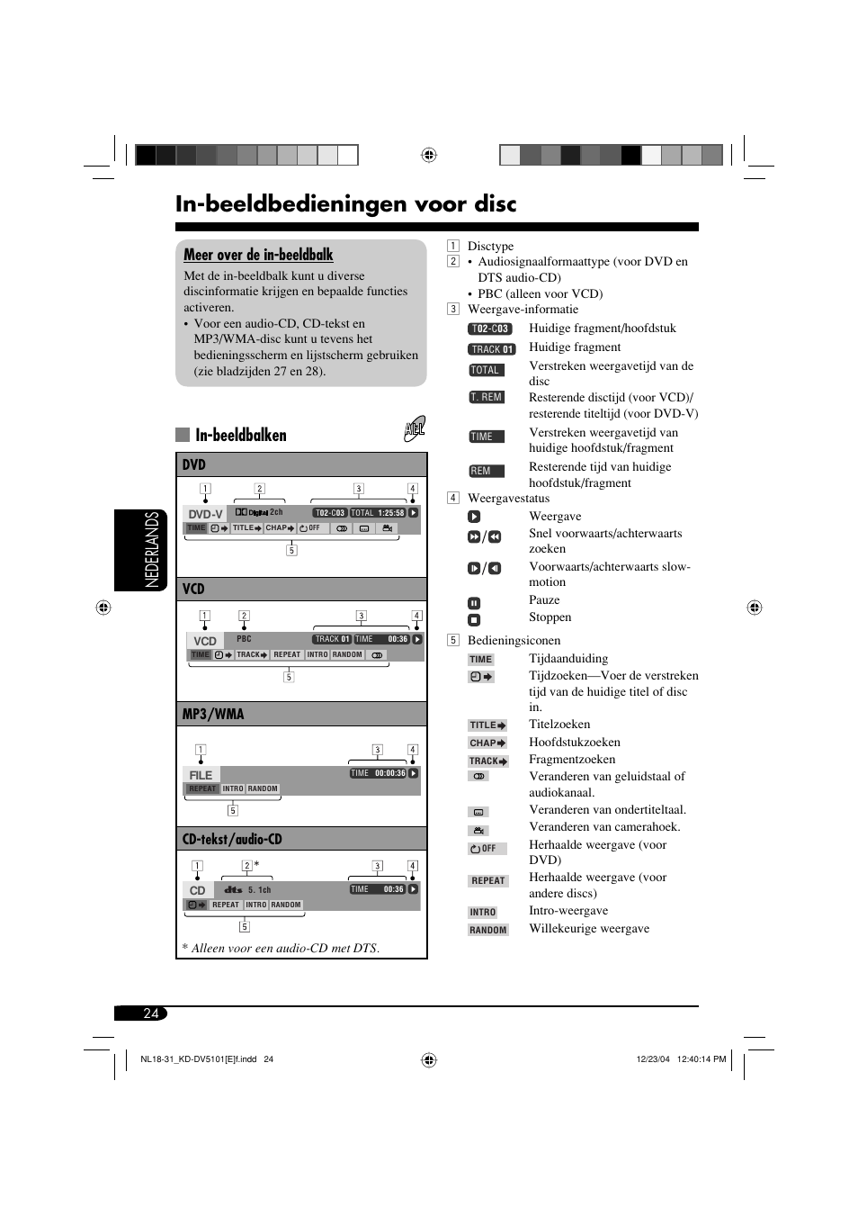 In-beeldbedieningen voor disc, Nederlands, In-beeldbalken | Meer over de in-beeldbalk | JVC KD-DV5101 User Manual | Page 180 / 211