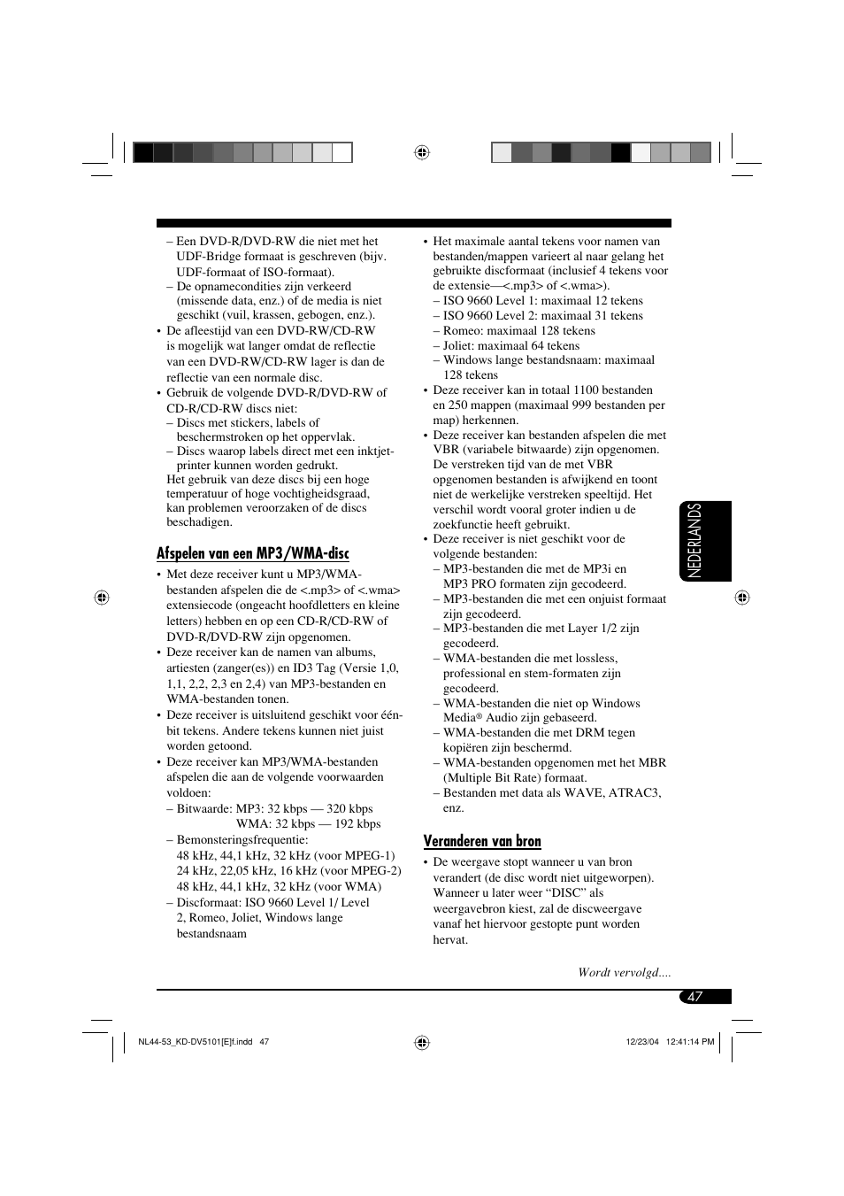 Nederlands | JVC KD-DV5101 User Manual | Page 203 / 211