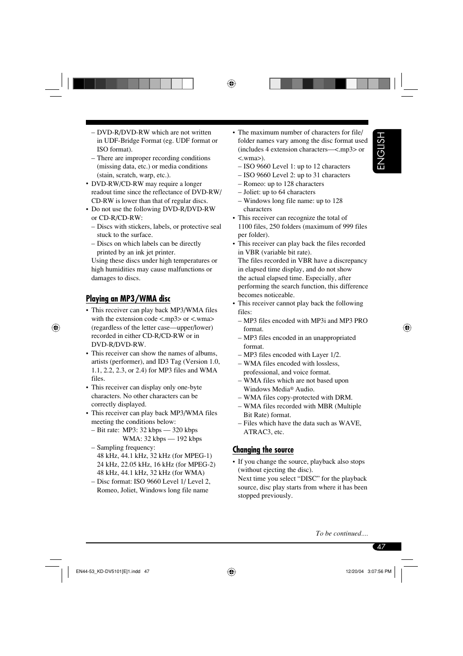 English | JVC KD-DV5101 User Manual | Page 47 / 211