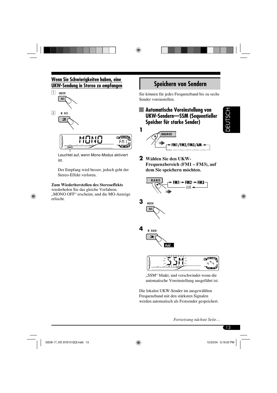 Speichern von sendern, Deutsch | JVC KD-DV5101 User Manual | Page 65 / 211