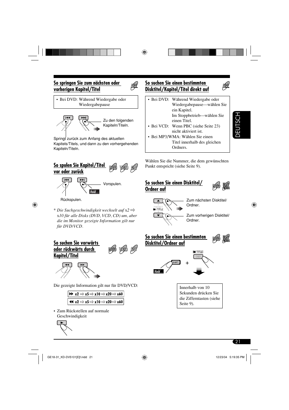 Deutsch | JVC KD-DV5101 User Manual | Page 73 / 211