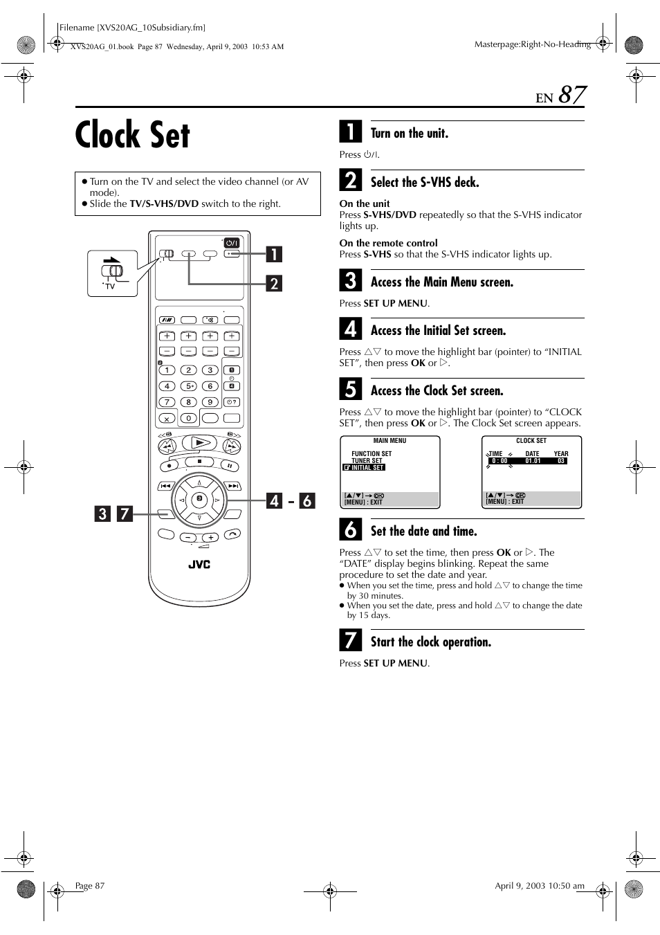 Clock set | JVC LPT0762-001B User Manual | Page 87 / 100