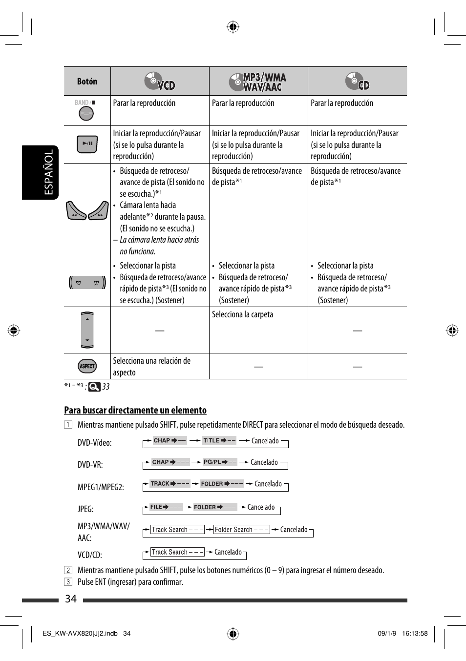34 español | JVC KW-AVX820 User Manual | Page 102 / 207