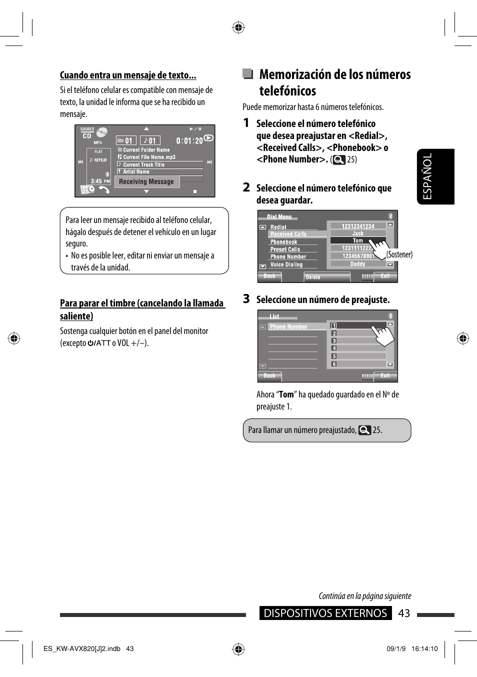 43 dispositivos externos español | JVC KW-AVX820 User Manual | Page 111 / 207