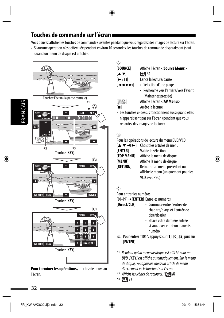 Touches de commande sur l’écran, 32 français | JVC KW-AVX820 User Manual | Page 168 / 207