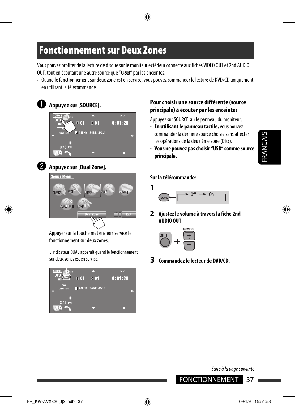 Fonctionnement sur deux zones | JVC KW-AVX820 User Manual | Page 173 / 207