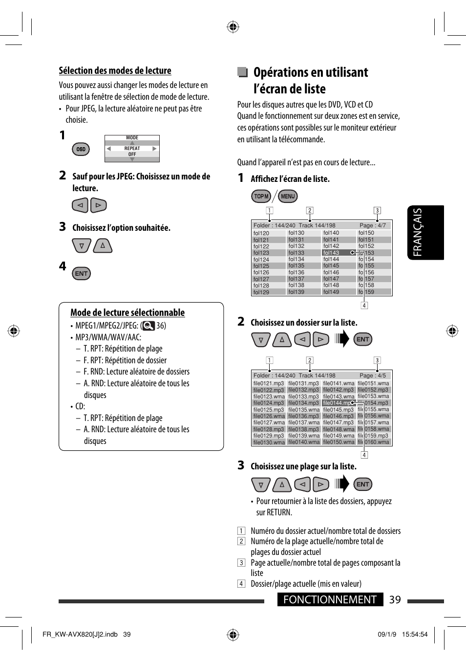 Opérations en utilisant l’écran de liste, 39 fonctionnement français | JVC KW-AVX820 User Manual | Page 175 / 207