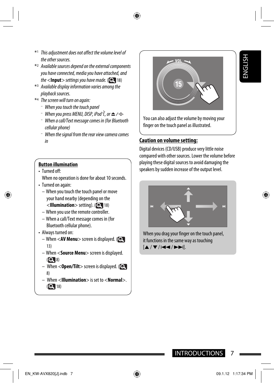 7introductions english, Caution on volume setting | JVC KW-AVX820 User Manual | Page 7 / 207