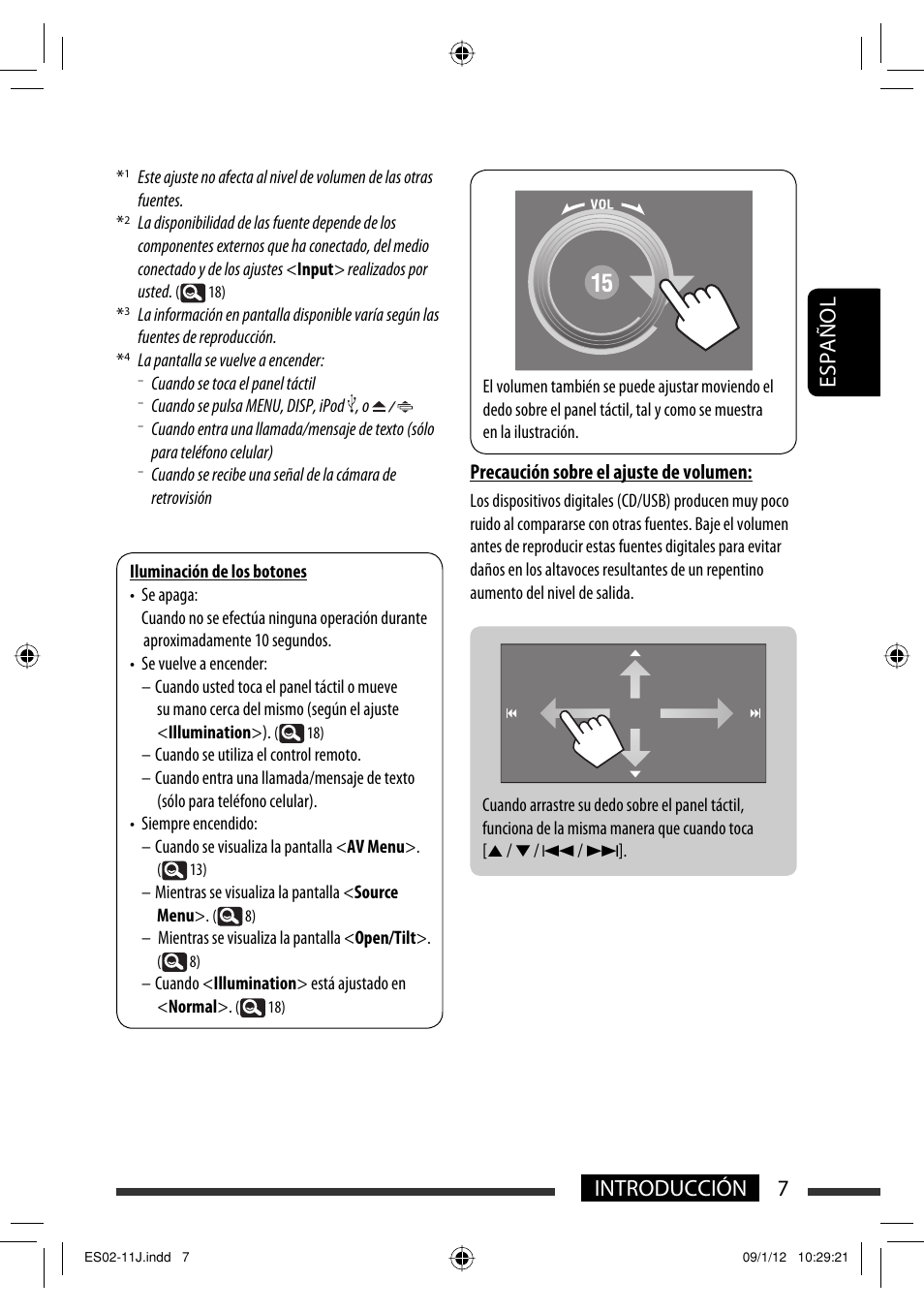 7introducción español, Precaución sobre el ajuste de volumen | JVC KW-AVX820 User Manual | Page 75 / 207