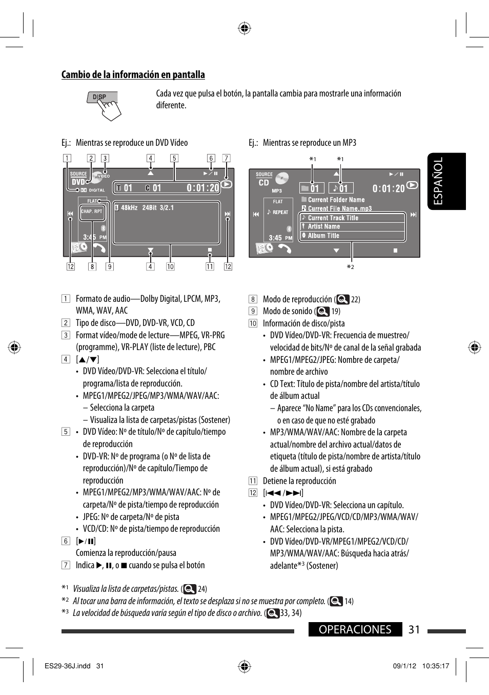 31 operaciones español | JVC KW-AVX820 User Manual | Page 99 / 207