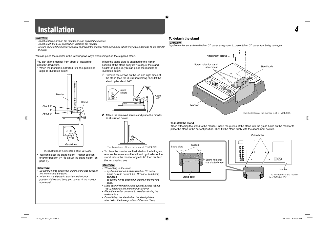Installation | JVC DT-V20L3DY User Manual | Page 4 / 24