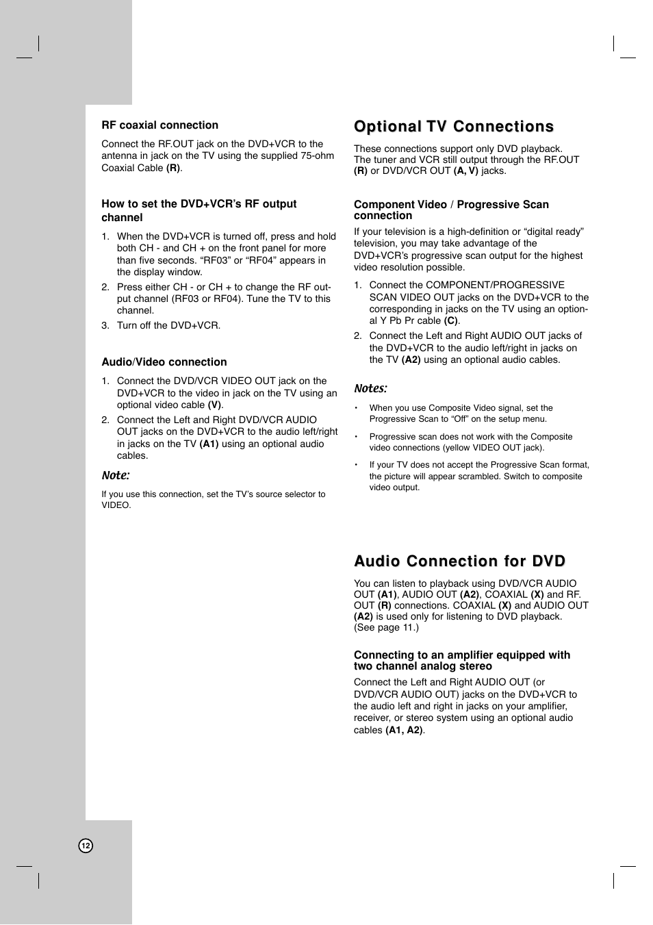 Optional, Optional tv connections tv connections | JVC HR-XVC17SU User Manual | Page 12 / 39